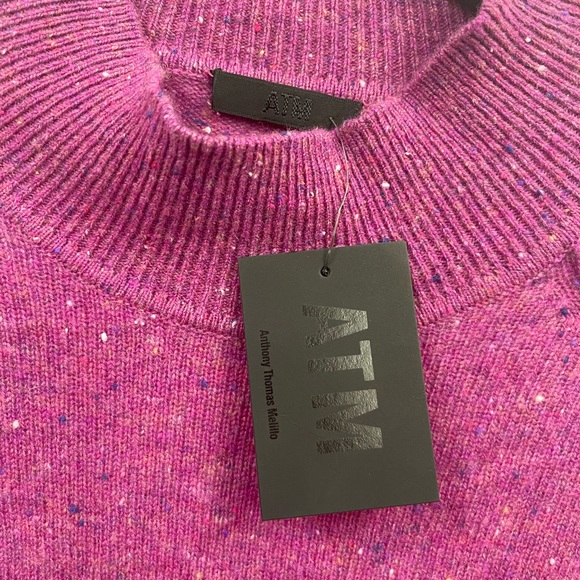 ATM Anthony Thomas Melillo Rib-Knit Cashmere Sweaterdress in Amethyst Sz M NWT - Picture 5 of 10